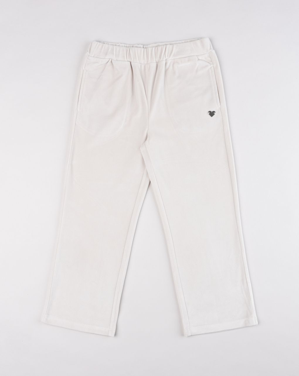 Pantaloni bambina in ciniglia beige coordinabili