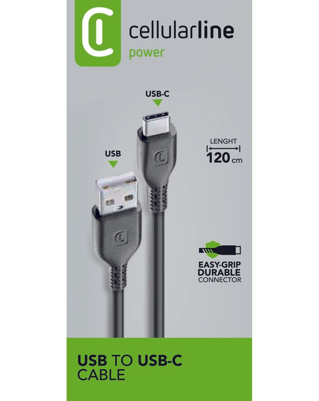 Cavo power cable 120 cm usb a to usb c nero - cellularline