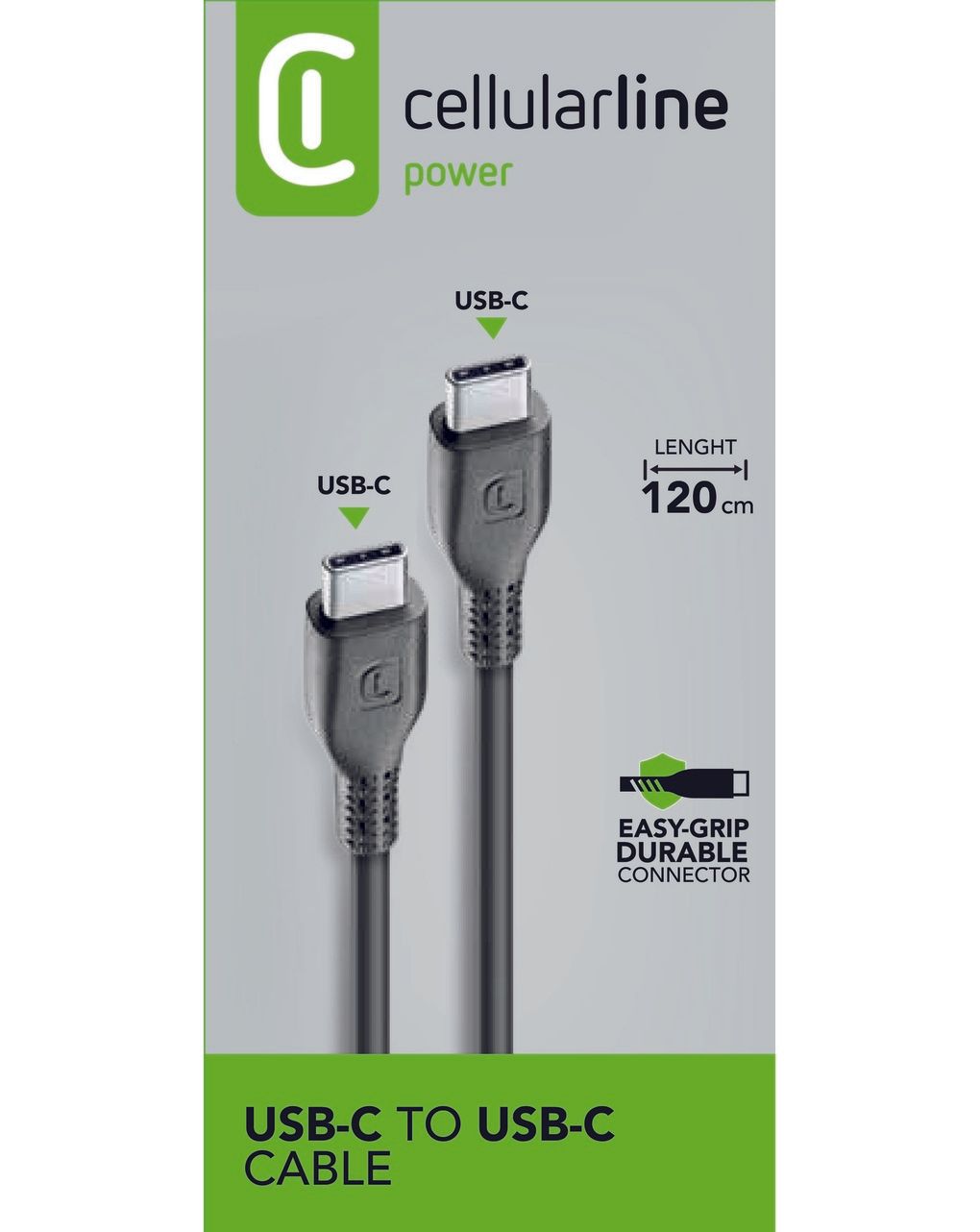 Cavo power cable 120 cm usb c to usb c nero - cellularline