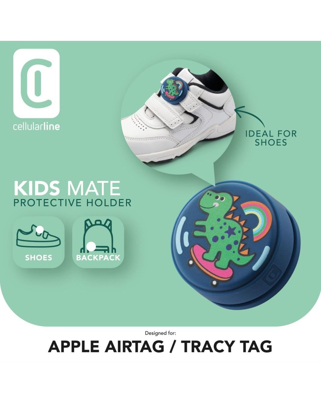 Custodia kids mate per airtag/tracy tag blu - cellularline