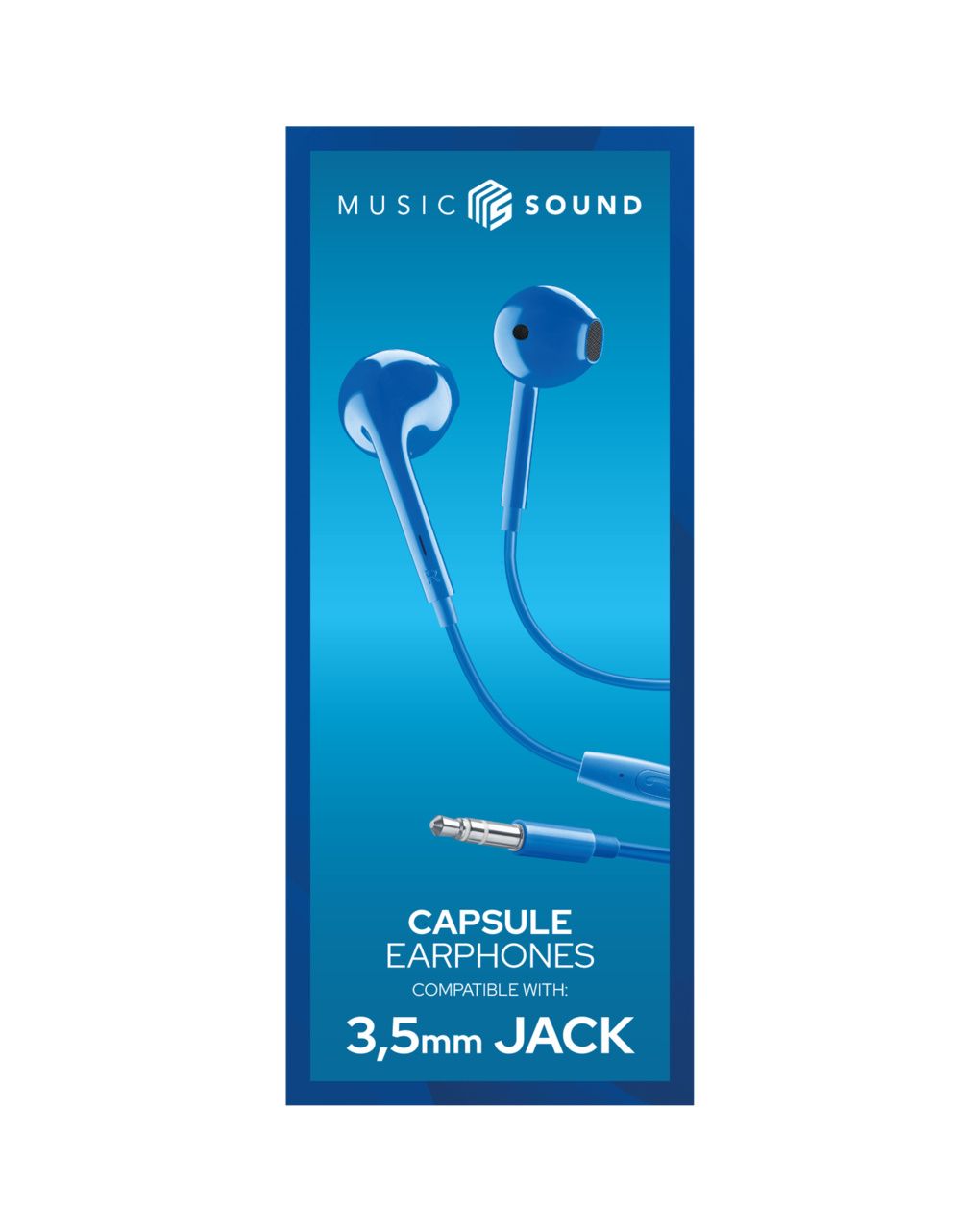 Auricolari capsula con microfono e jack 3.5 blu - music sound