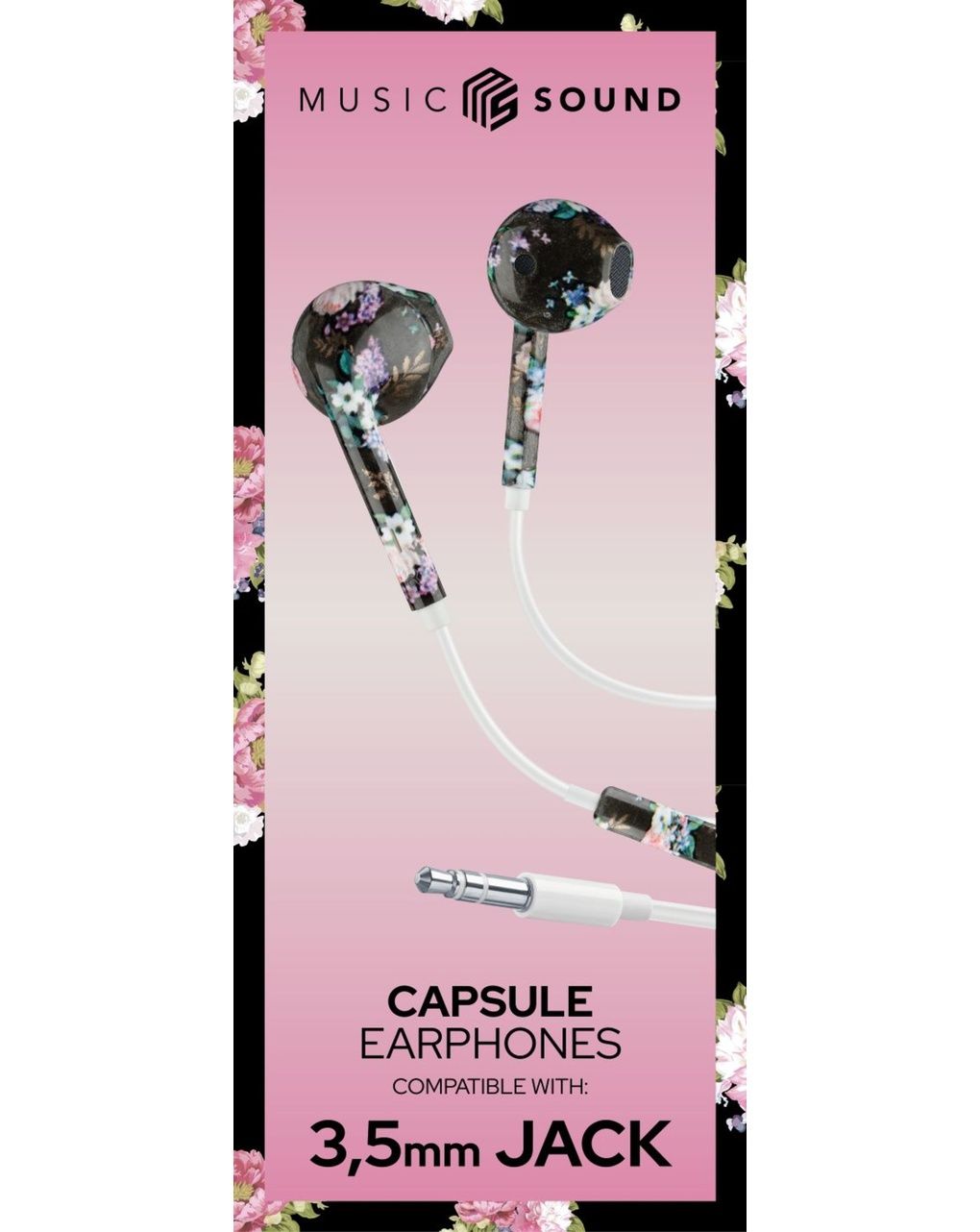 Auricolari capsula con microfono e jack 3.5 fiori - music sound