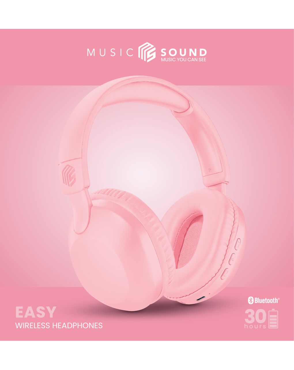 Cuffie bluetooth easy rosa - music sound
