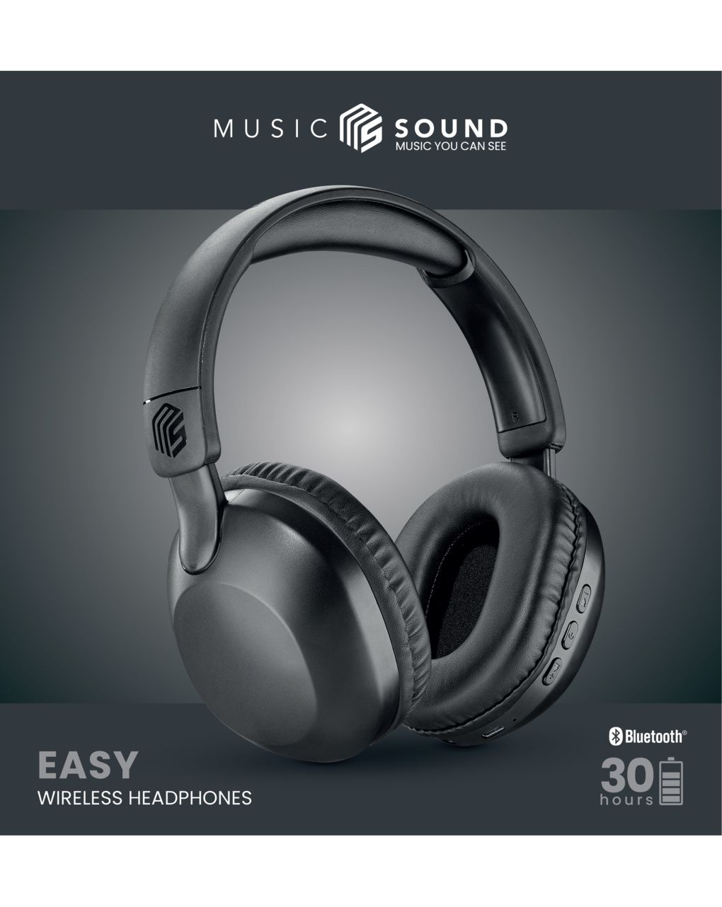Cuffie bluetooth easy nero - music sound