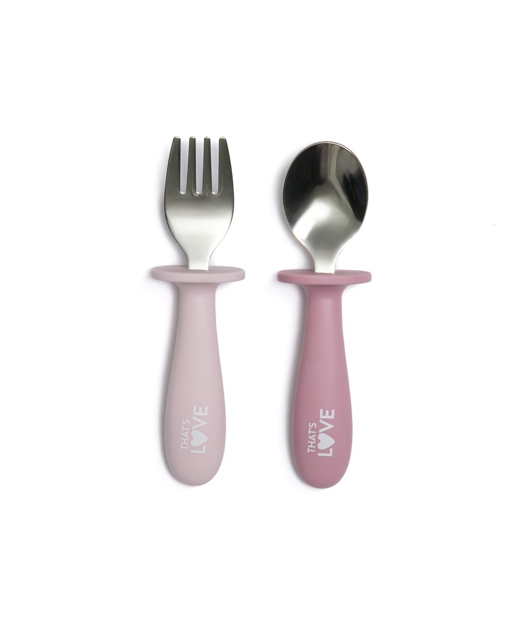 Cucchiaio e forchetta inox 18 m+ pink - that's love