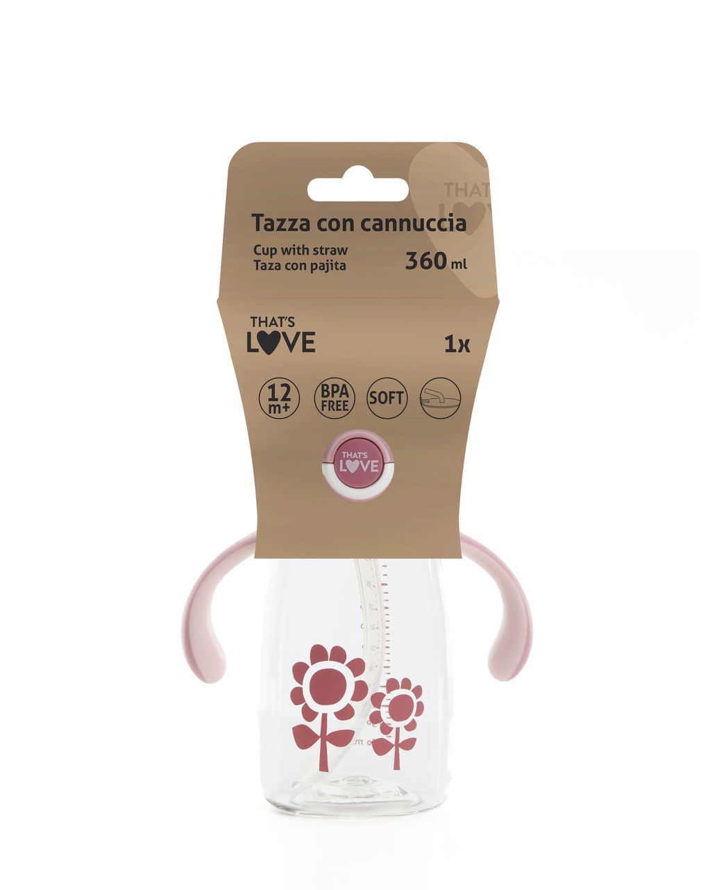 Tazza con cannuccia 12m+ flower 360 ml - that's love