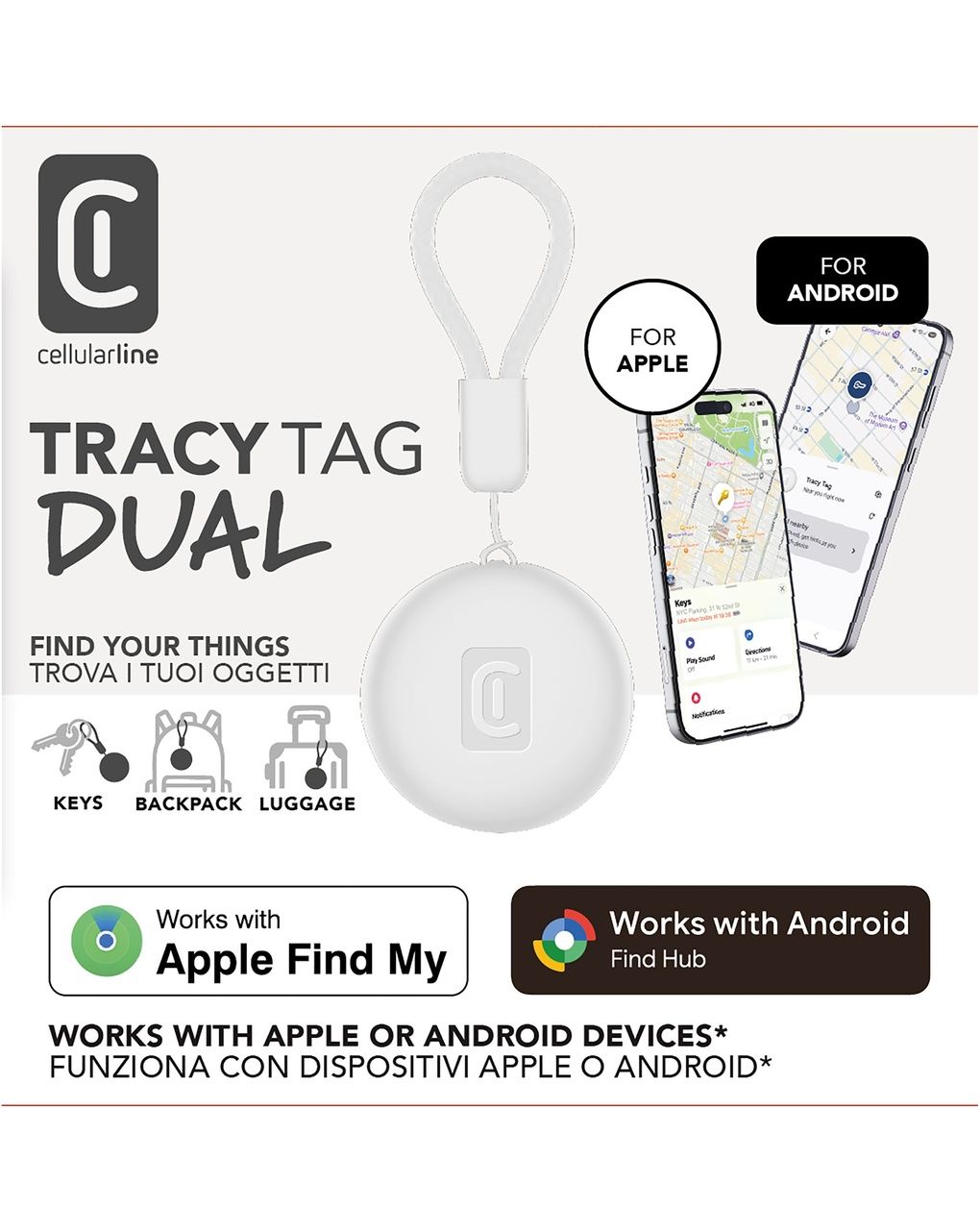 Tracy tag dual per dispositivi ios/android bianco - cellularline