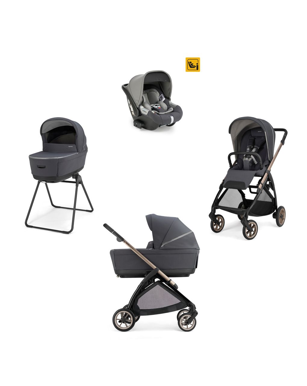 Electa system quattro - garage grey con telaio bronze e seggiolino auto darwin infant - inglesina
