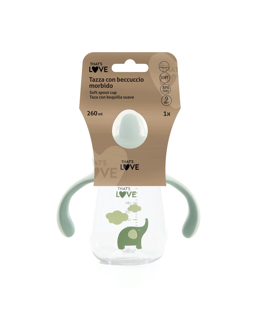 Tazza 9m+ elephant 260 ml beccuccio morbido- that's love
