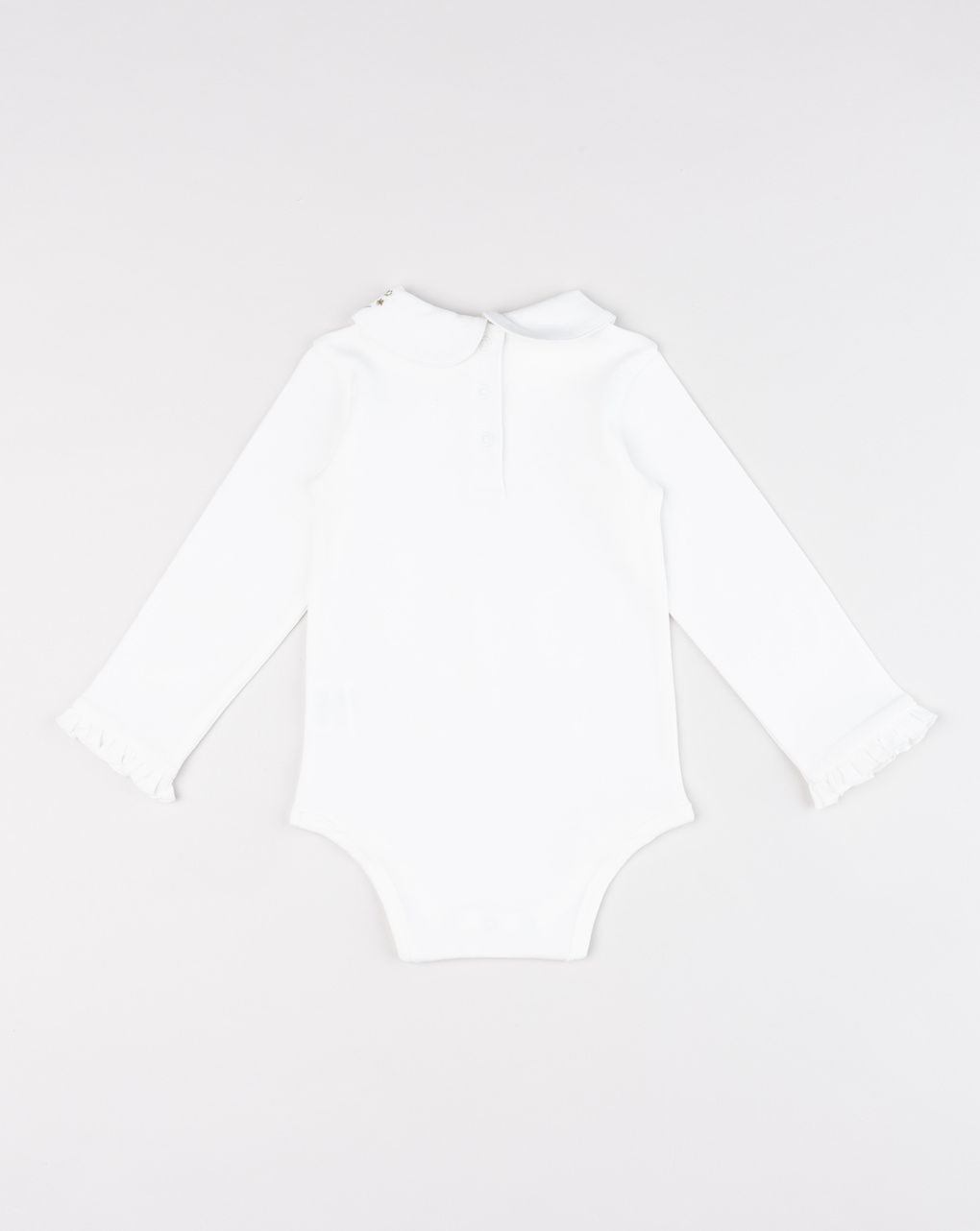 Body neonata bianco con colletto ricamato "born to shine"