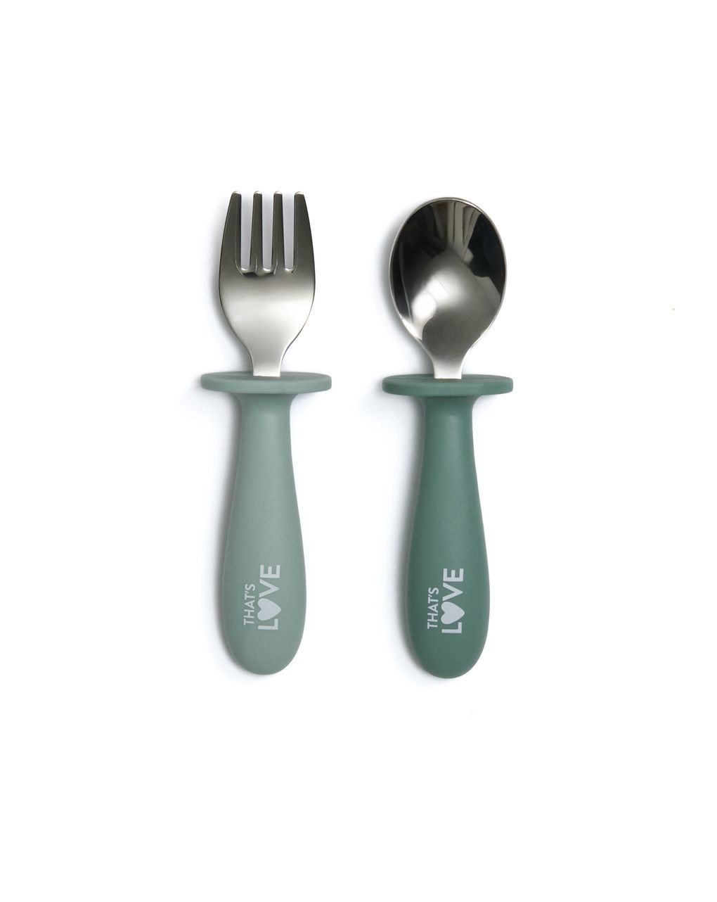Cucchiaio e forchetta inox 18 m+ green - that's love