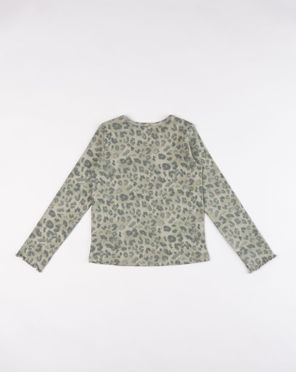 T-shirt bambina verde con fantasia maculata