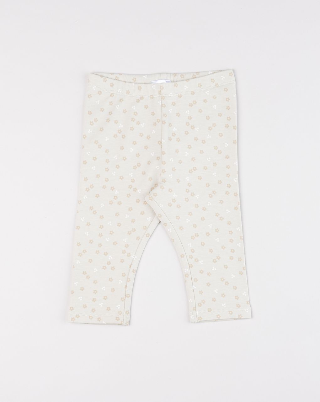 Leggings bimba felpati panna con micro-fiori