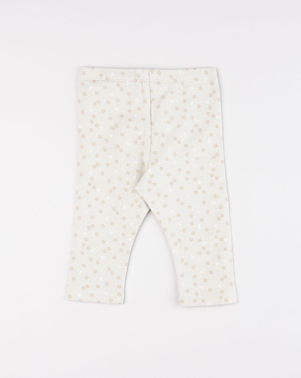 Leggings bimba felpati panna con micro-fiori