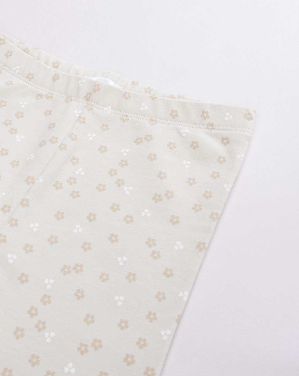 Leggings bimba felpati panna con micro-fiori