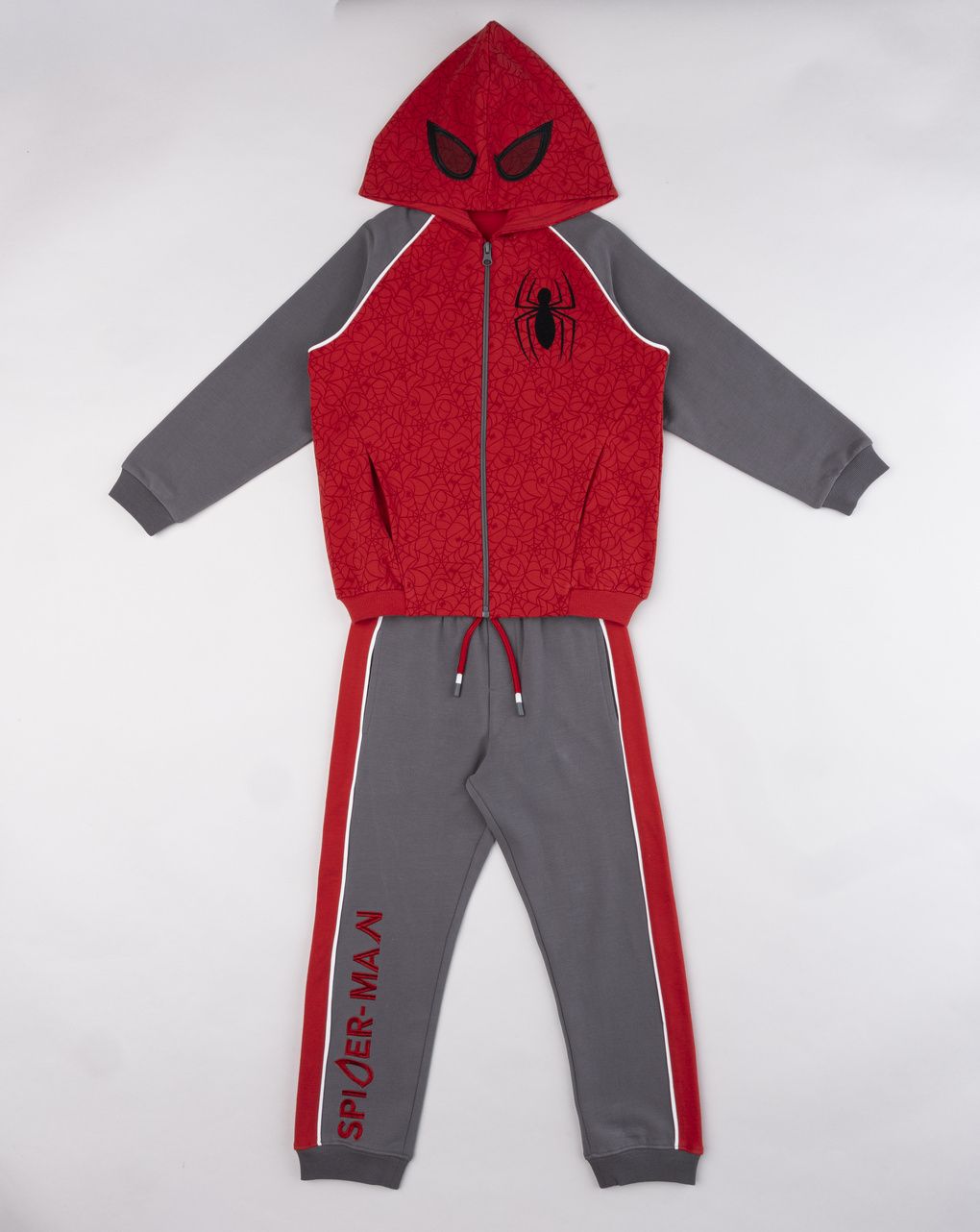Tuta felpata bambino grigio/rosso spiderman