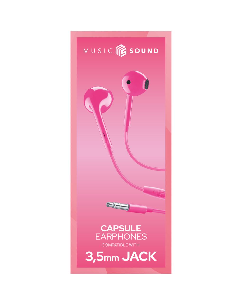 Auricolari capsula con microfono e jack 3.5 rosa - music sound