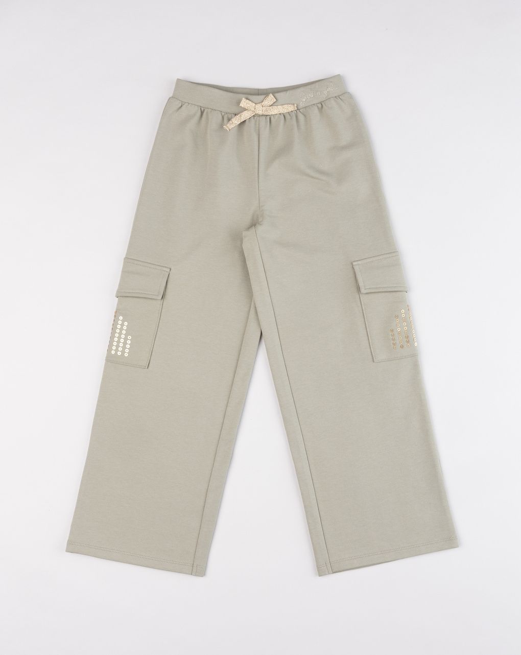 Pantalone cargo bambia verde a gamba larga
