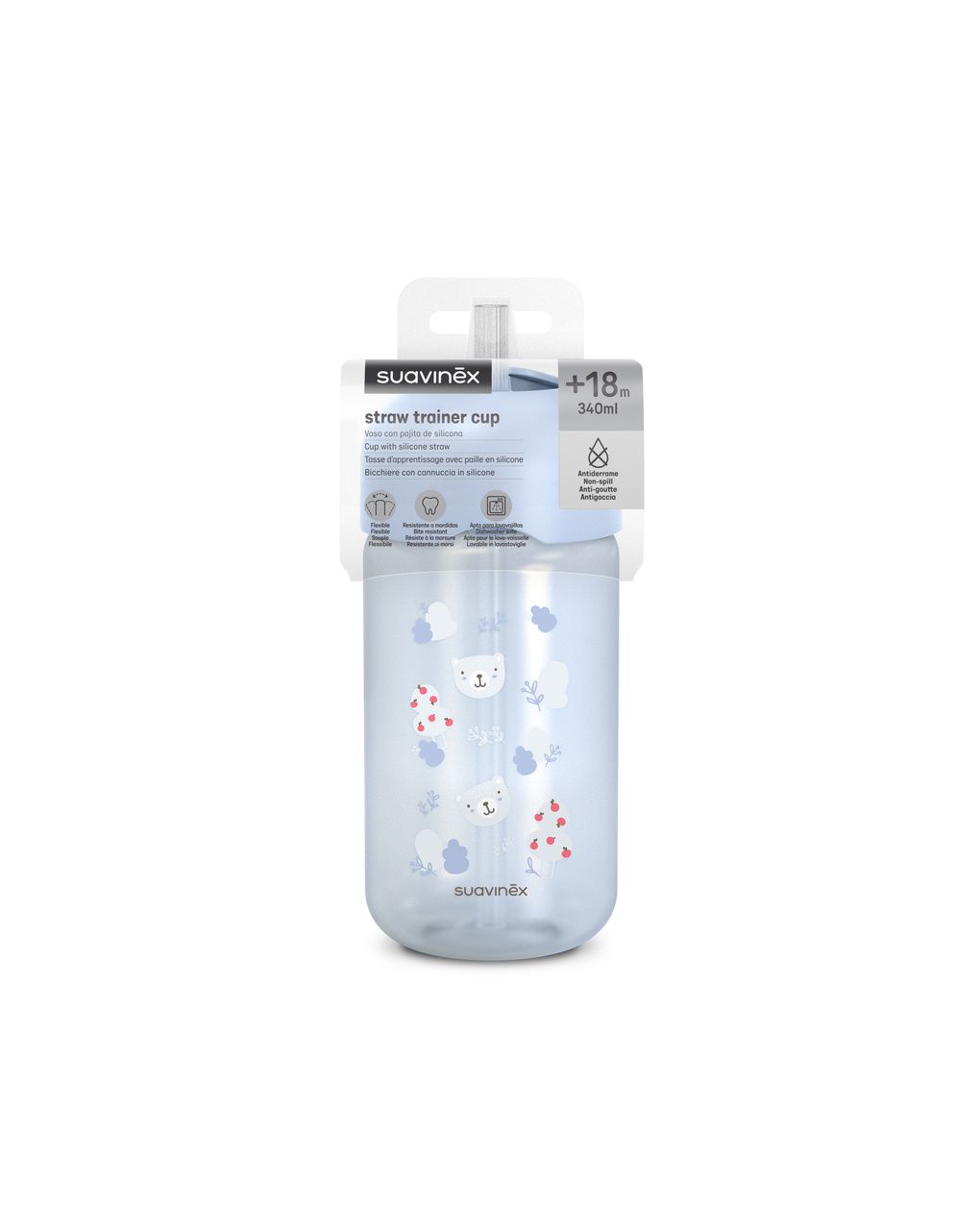 Wild&free tazza cannuccia 340ml +18m azzurra - suavinex
