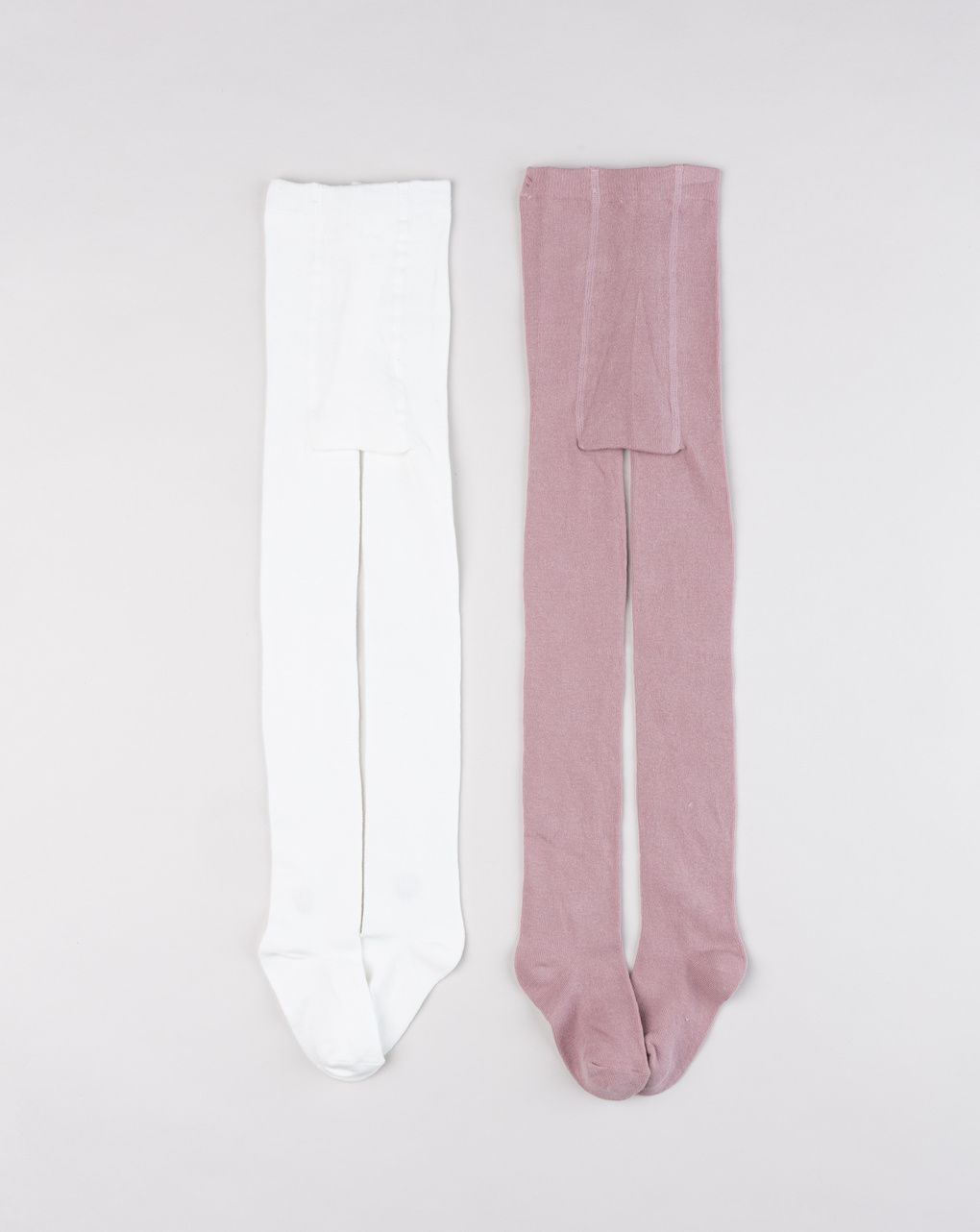 Pack 2 collant bambina bianco e rosa con ricamo fiore
