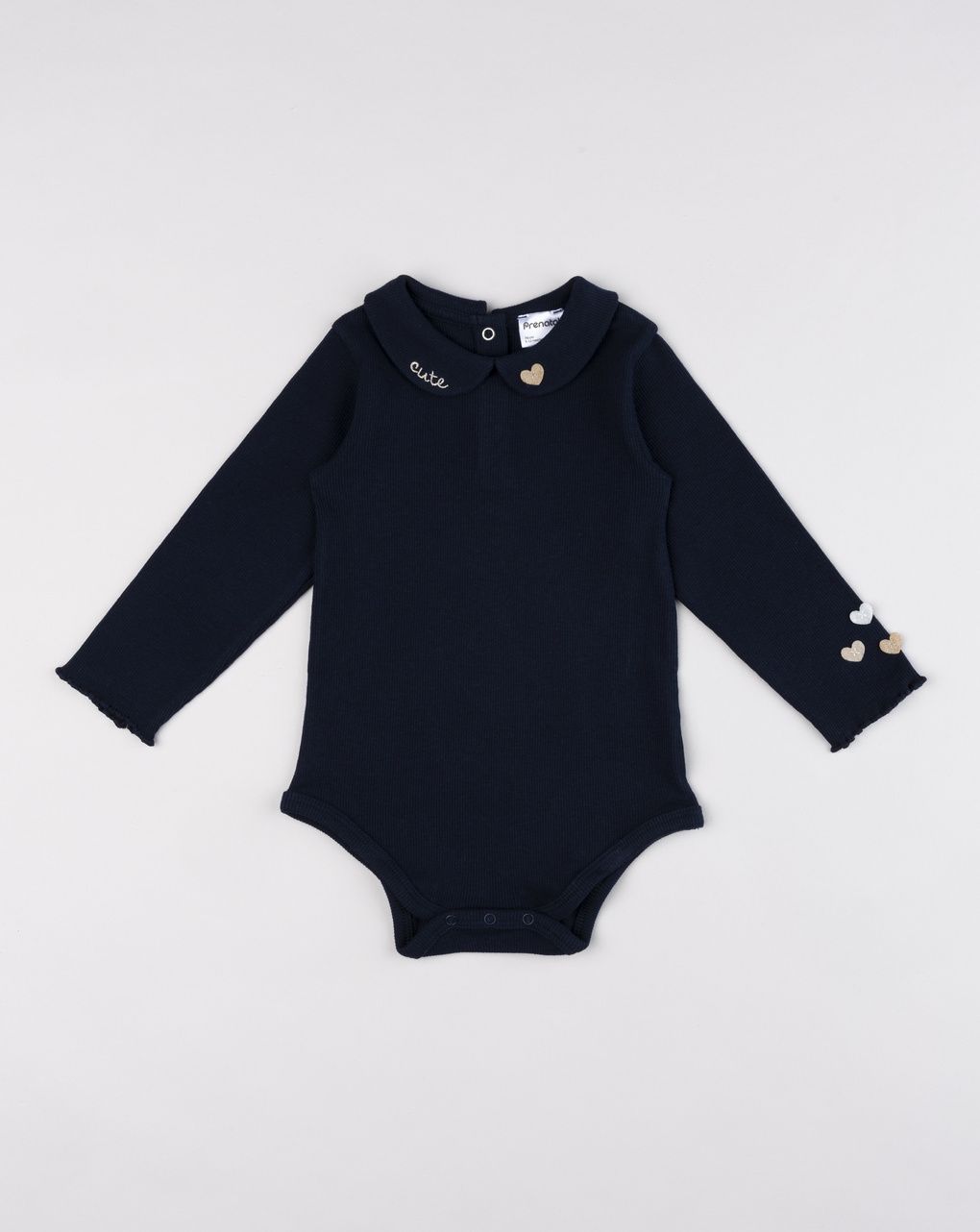 Body bimba blu navy "cute" con cuoricini sulle maniche