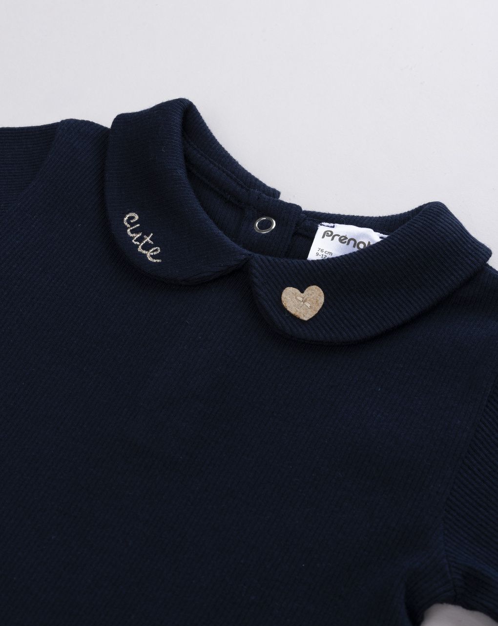 Body bimba blu navy "cute" con cuoricini sulle maniche