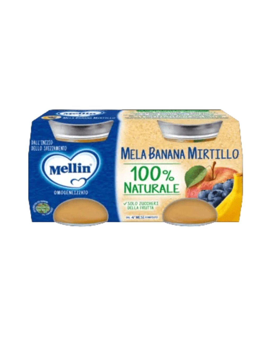 Omogeneizzato mela banana mirtilli 2x100 g - mellin
