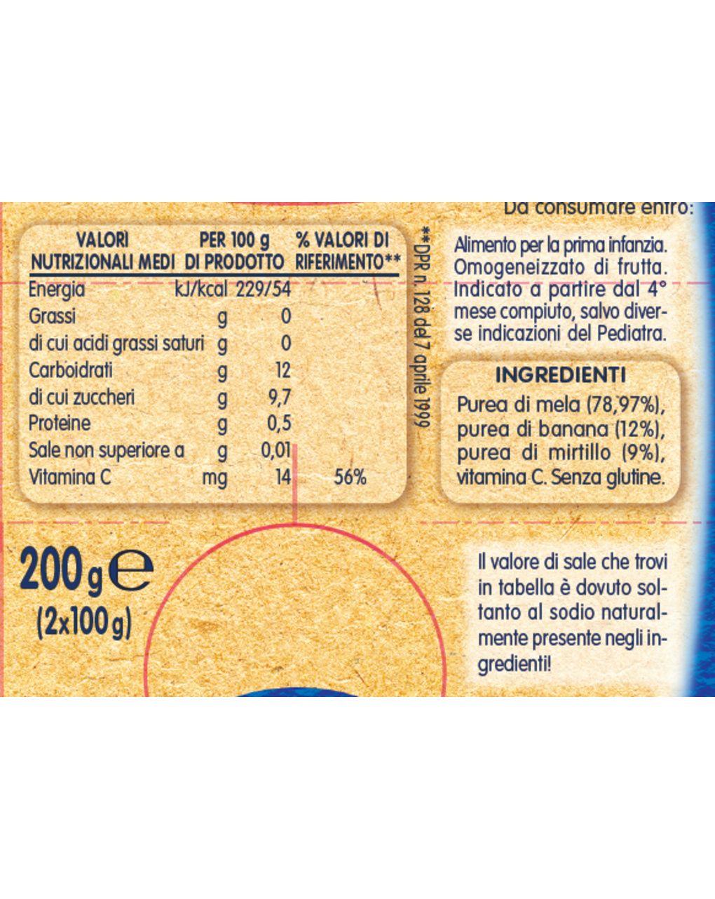 Omogeneizzato mela banana mirtilli 2x100 g - mellin