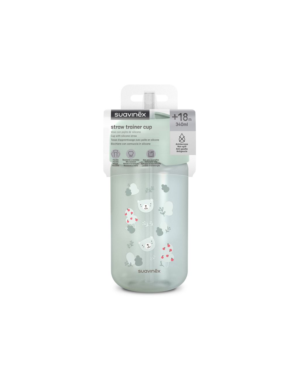 Wild&free tazza cannuccia 340ml +18m verde - suavinex
