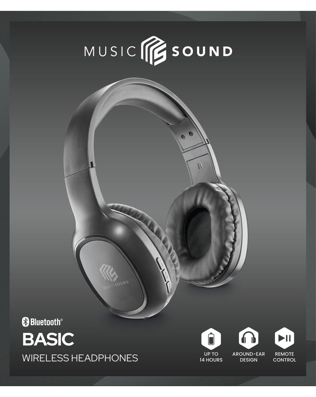 Cuffie bluetooth bbasic nero - music sound