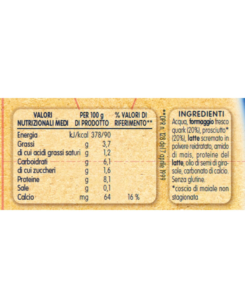 Omogeneizzato formaggino con prosciutto 2x80 gr . - mellin