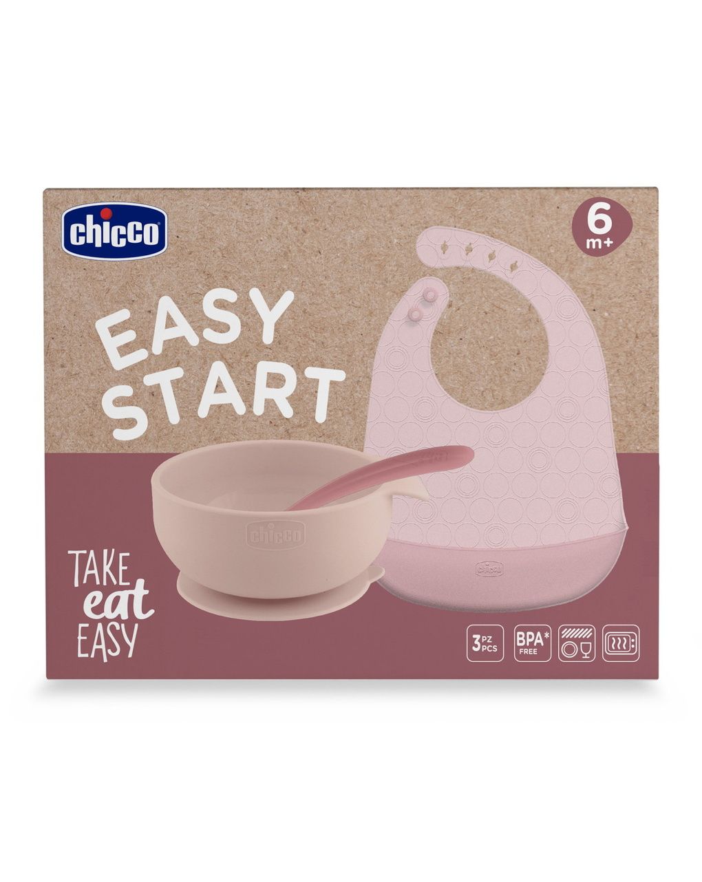 Set pappa silicone rosa 6m+ - chicco