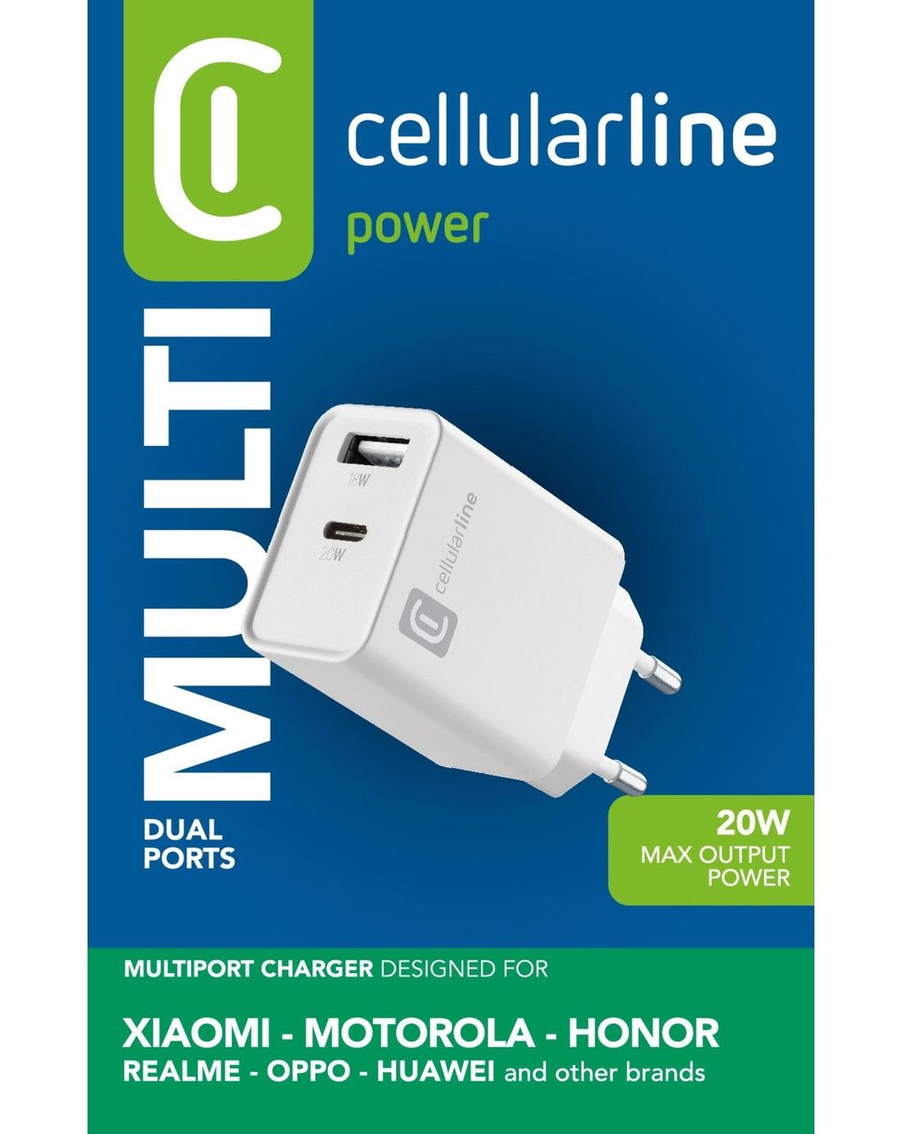 Caricabatterie 20w - doppia porta usb a+c - bainco - cellularline