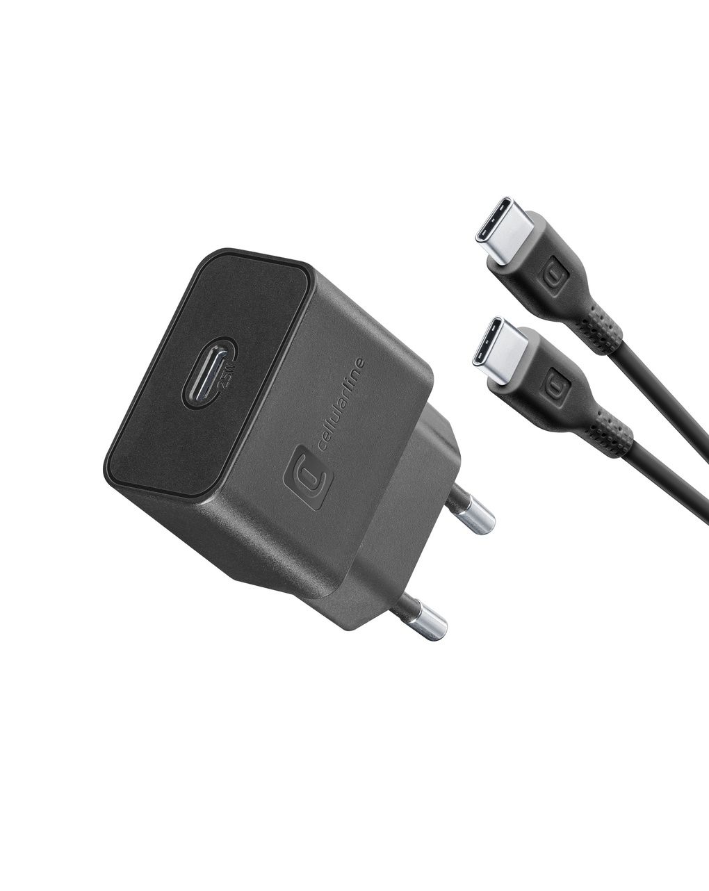 Caricabatterie kit gan+ 25w cavo usb-c incluso - nero -per dispositivi samsung - cellularline