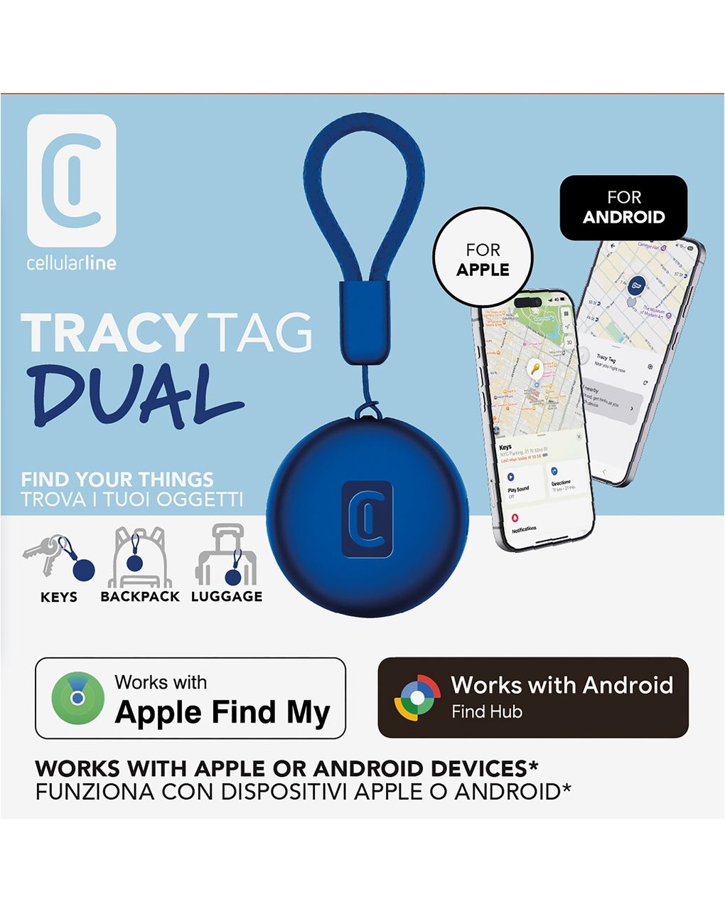 Tracy tag dual per dispositivi ios - android blu - cellularline