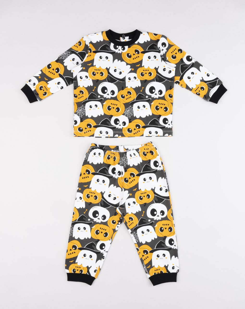 Pigiama bimbo due pezzi con pattern all-over halloween