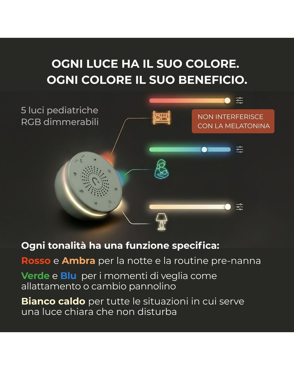 Diffusore di rumore bianco e luci notturne easy fream - 6620 - nuvita