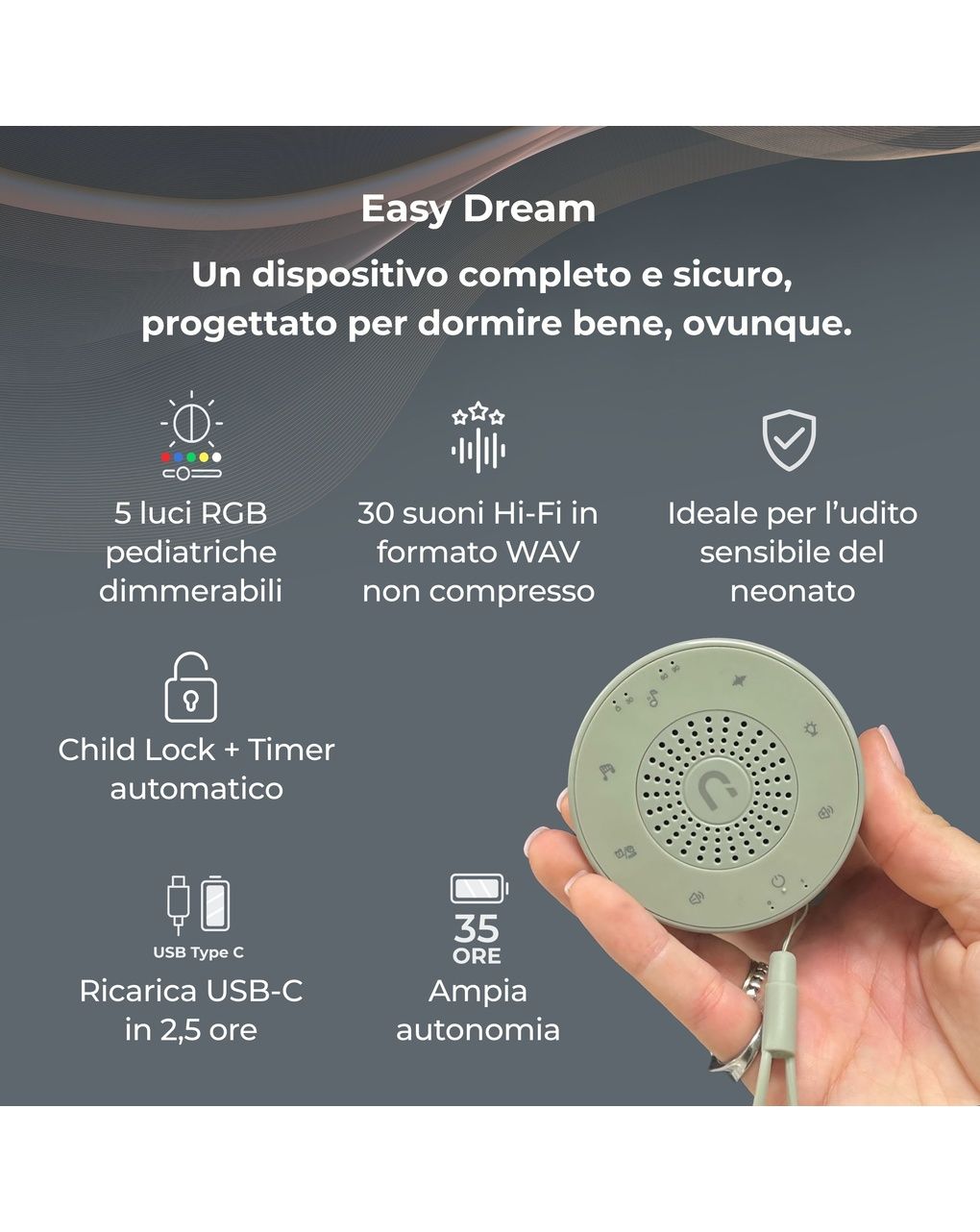 Diffusore di rumore bianco e luci notturne easy fream - 6620 - nuvita