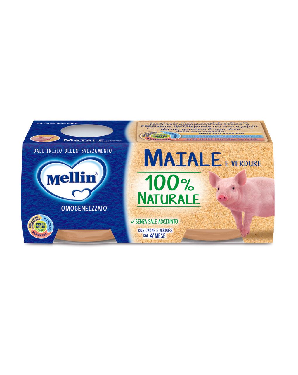 Omogeneizzato maiale e verdure 2x80 g. - mellin