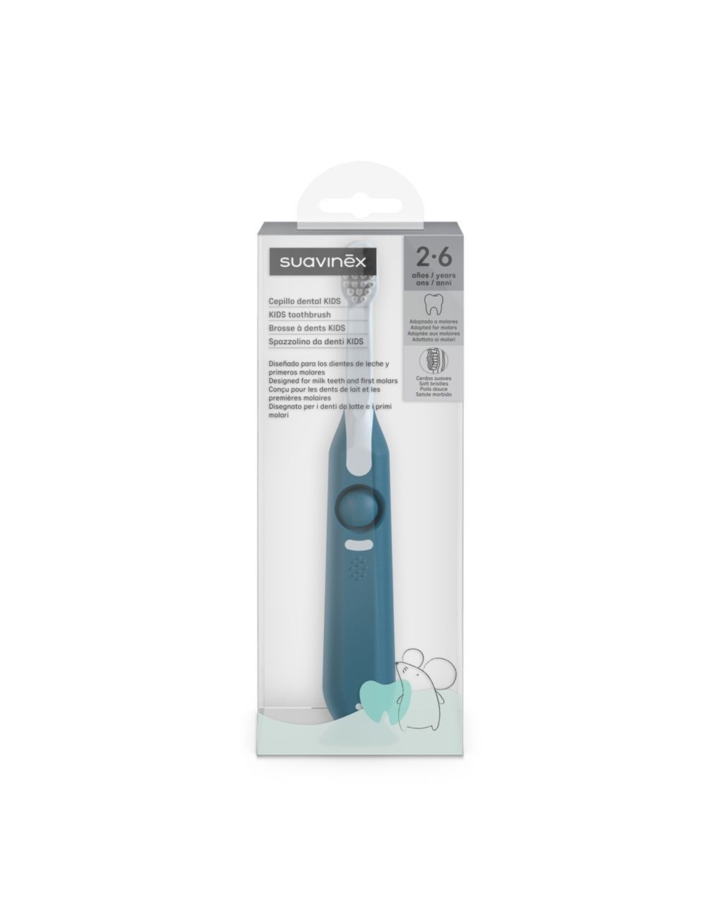Oral care spazzolino da denti kids 2-6 anni azzurro - suavinex