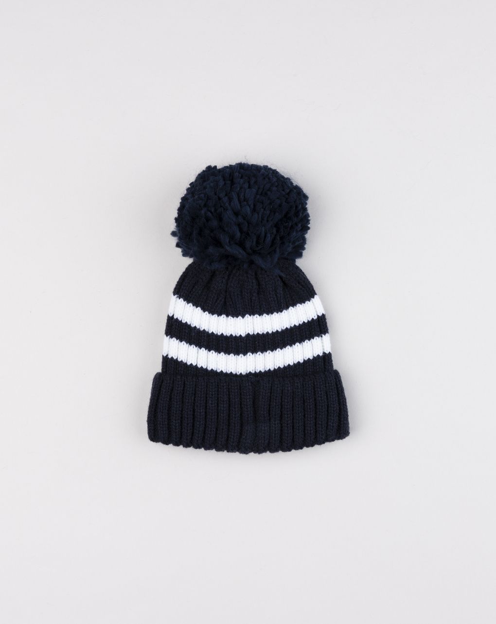 Cappello bimbo bianco/blu orsetti con pon pon