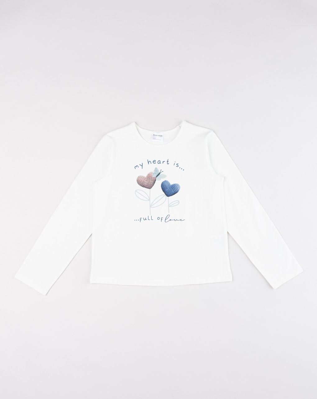 T-shirt manica lunga bambia panna con scritta "love yourself"