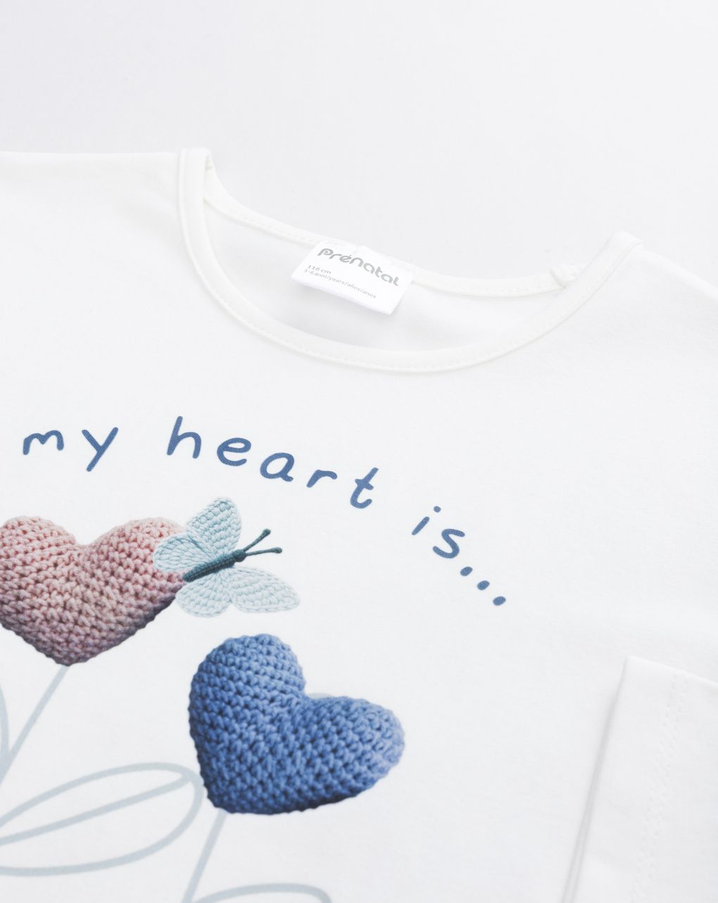 T-shirt manica lunga bambia panna con scritta "love yourself"