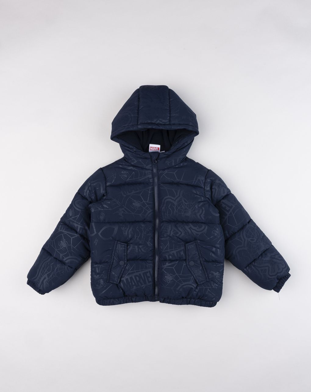Piumino blu imbottito "spiderman" da bambino