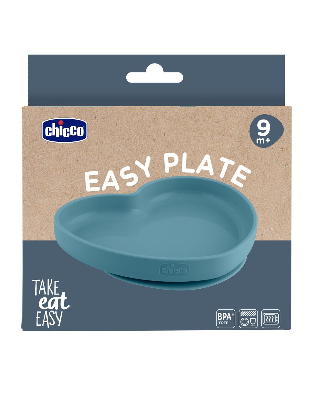 Piatto cuore silicone azzurro 9m+ - chicco