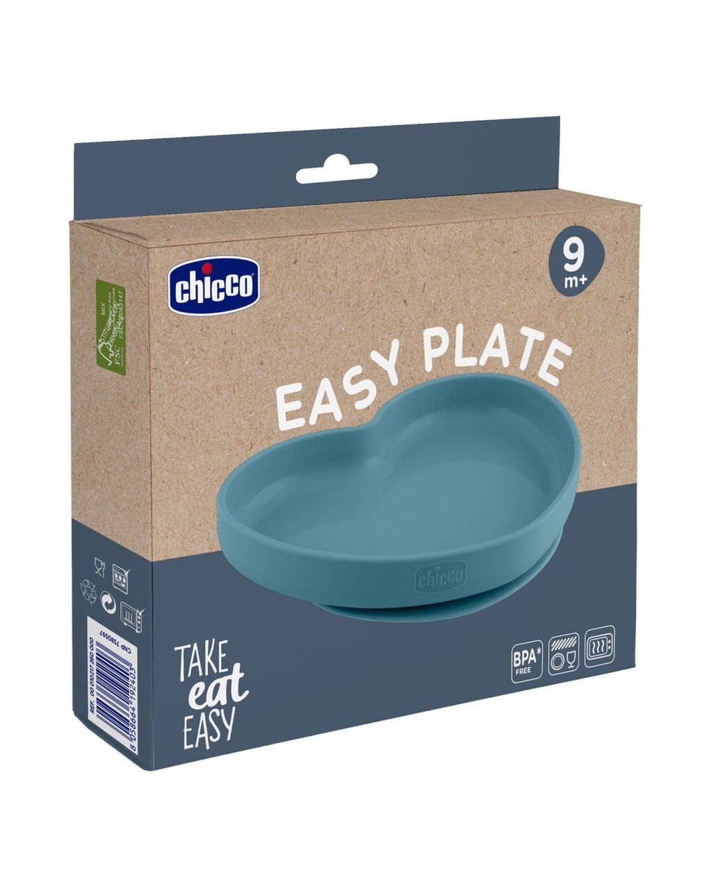 Piatto cuore silicone azzurro 9m+ - chicco