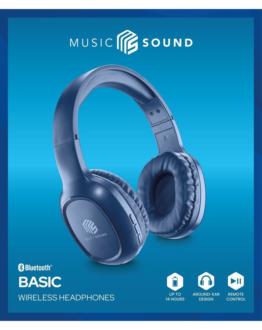 Cuffie bluetooth bbasic blu - music sound