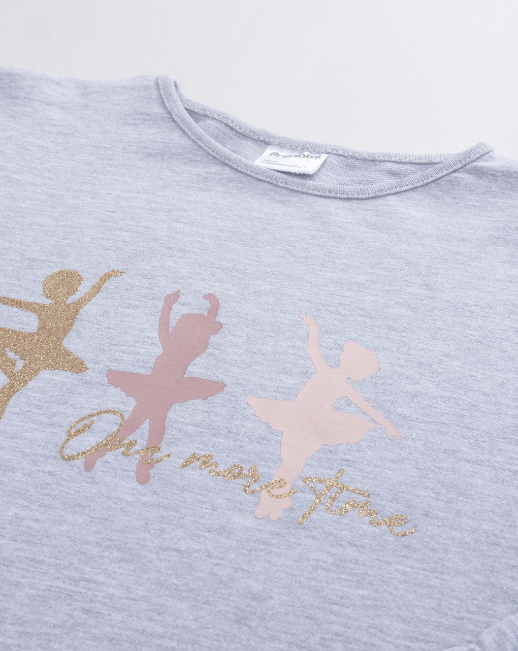 Felpa garzata bambina grigia con ballerine glitter