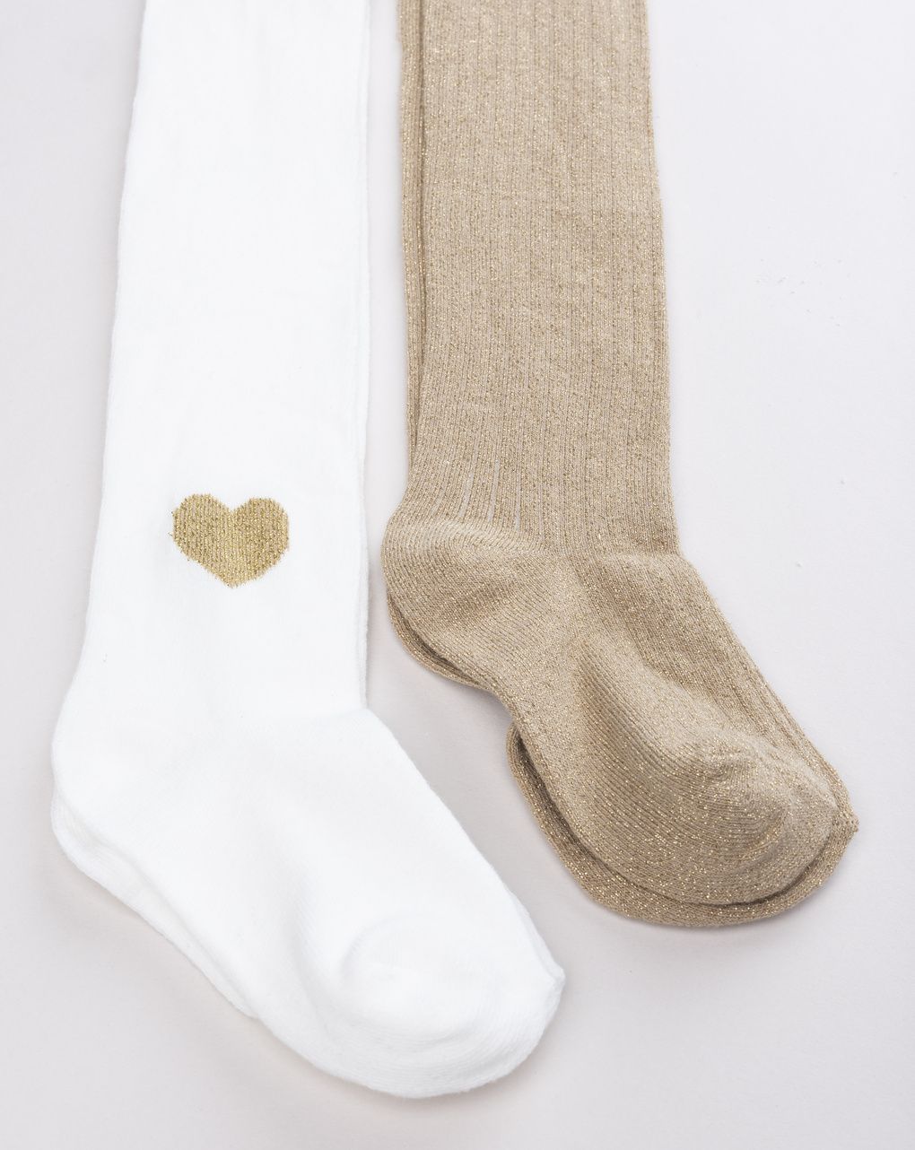 Pack 2 collant bambina panna e oro glitter