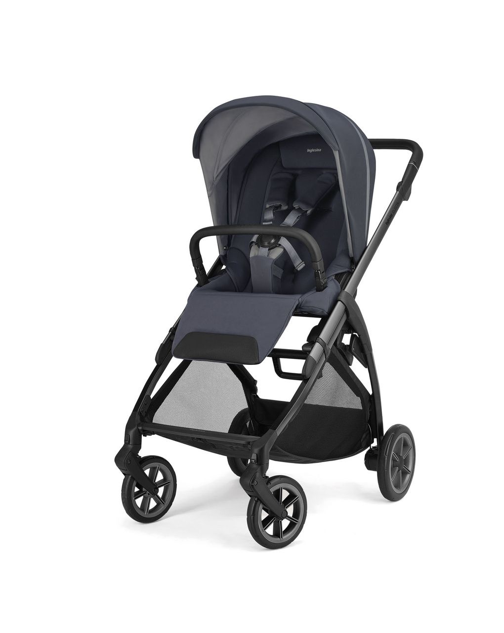 Electa system quattro - rooftop blue con telaio iron e seggiolino auto darwin infant recline evo - inglesina